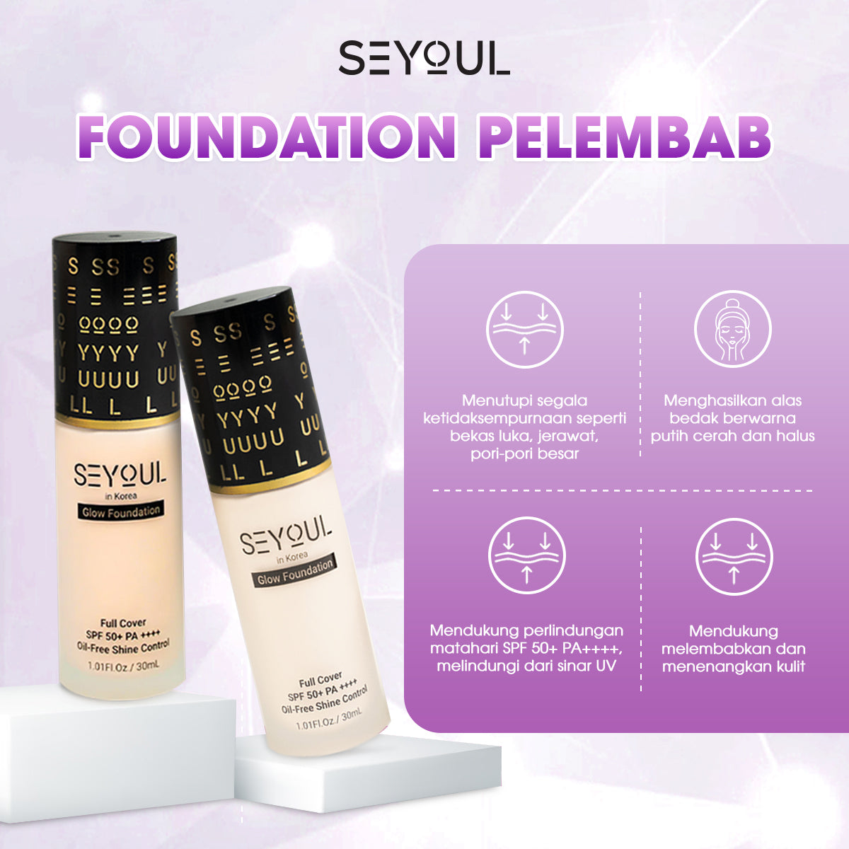 SEYOUL Foundation Pelembap Full Coverage oil-free waterproof